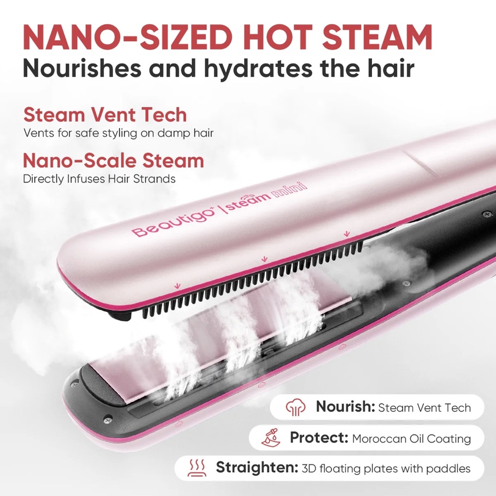 Pink Steam Hair Straightener
